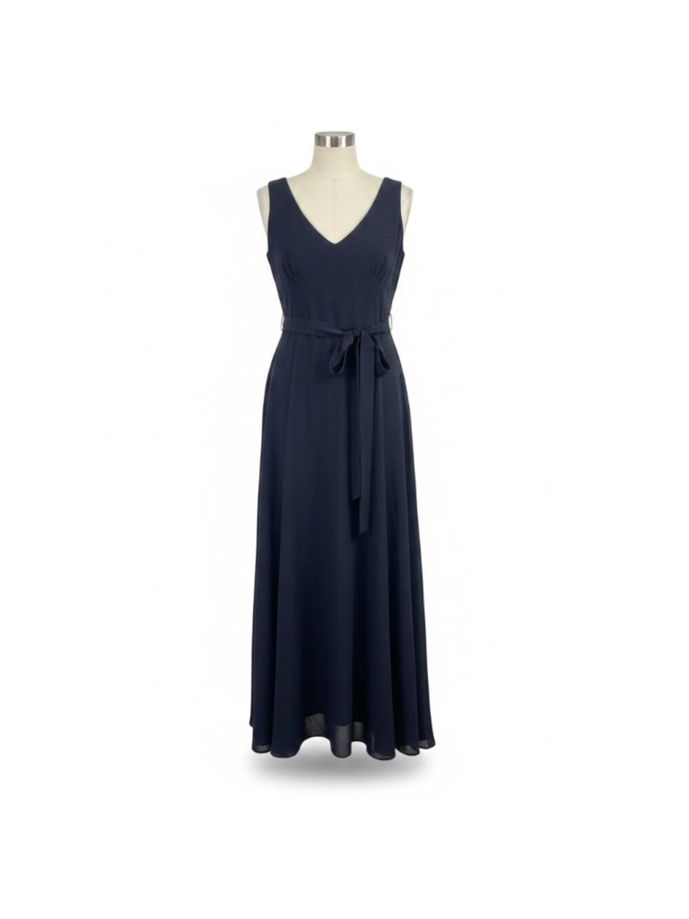 Elevenses Womens Navy Maxi Wrap Dress Sleeveless Flowy Evening Gown Size 4